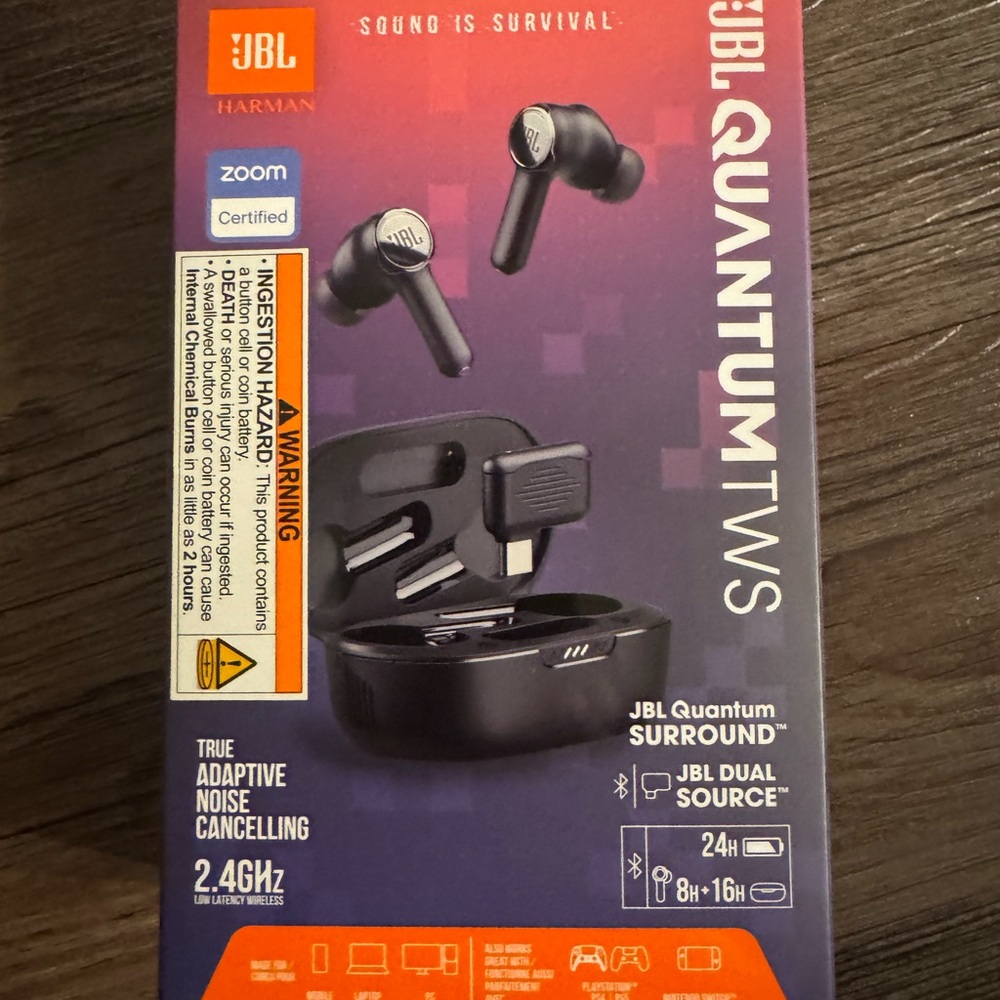 New JBL Quantum TWS Black Wireless Gaming Earbuds – Noise Cancelling, Unopened